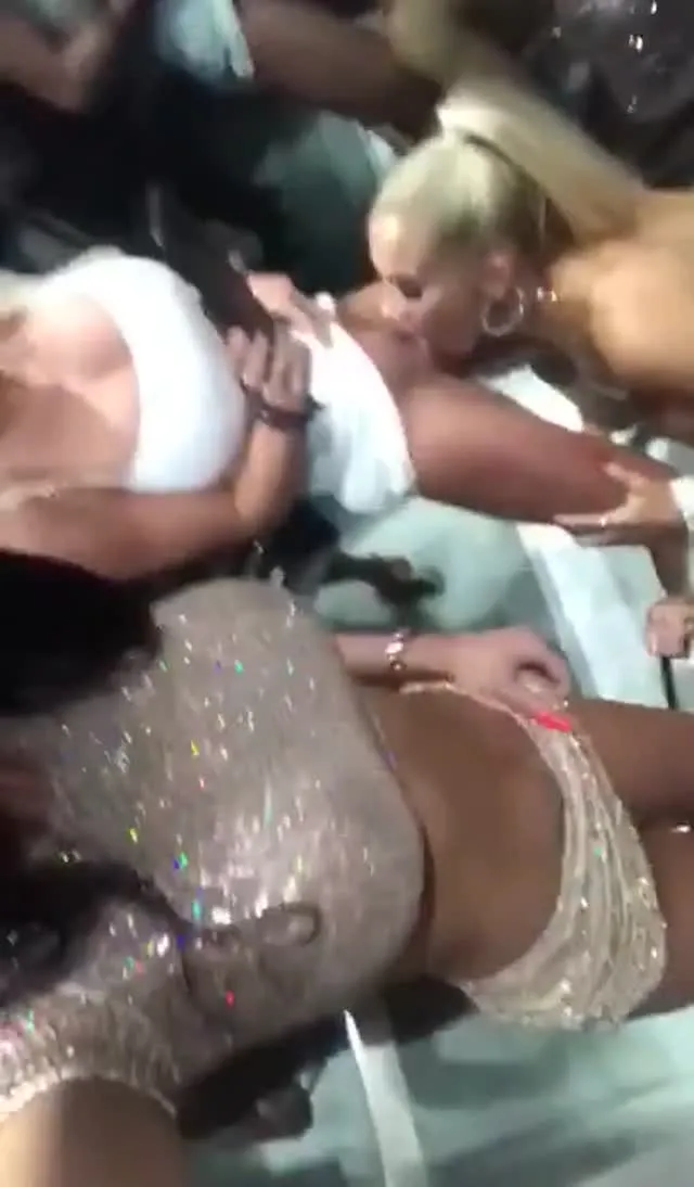 4 lesbian sluts get nasty in elevator with pussy licking