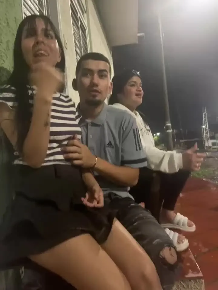 Girls Play With His Dick Right on the Street During Risky Livestream