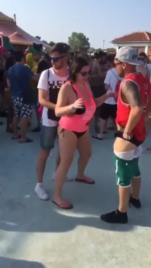 slut gets fucked by two guys at a festival no fucks given
